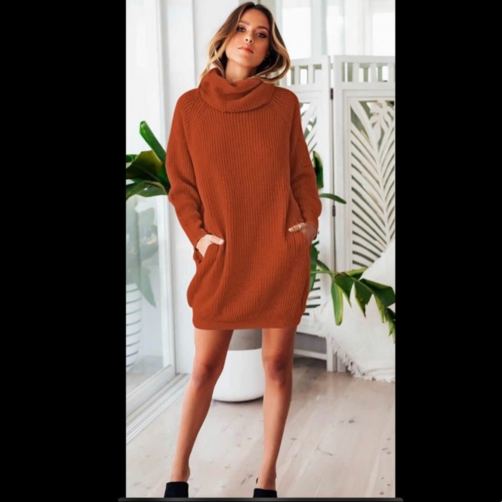Orange sweater dress